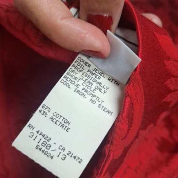 Vintage Jessica McClintock Gunne Sak Damask Brocade Little Red Dress - Picture 8 of 8